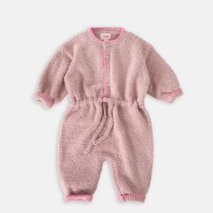 7AM Baby Pink Fuzzy Baby Jumpsuit 6–9 Months Cozy Winter One-Piece Soft Layer